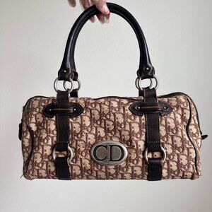 RARE CHRISTIAN DIOR Vintage Trotter Canvas Boston Bag